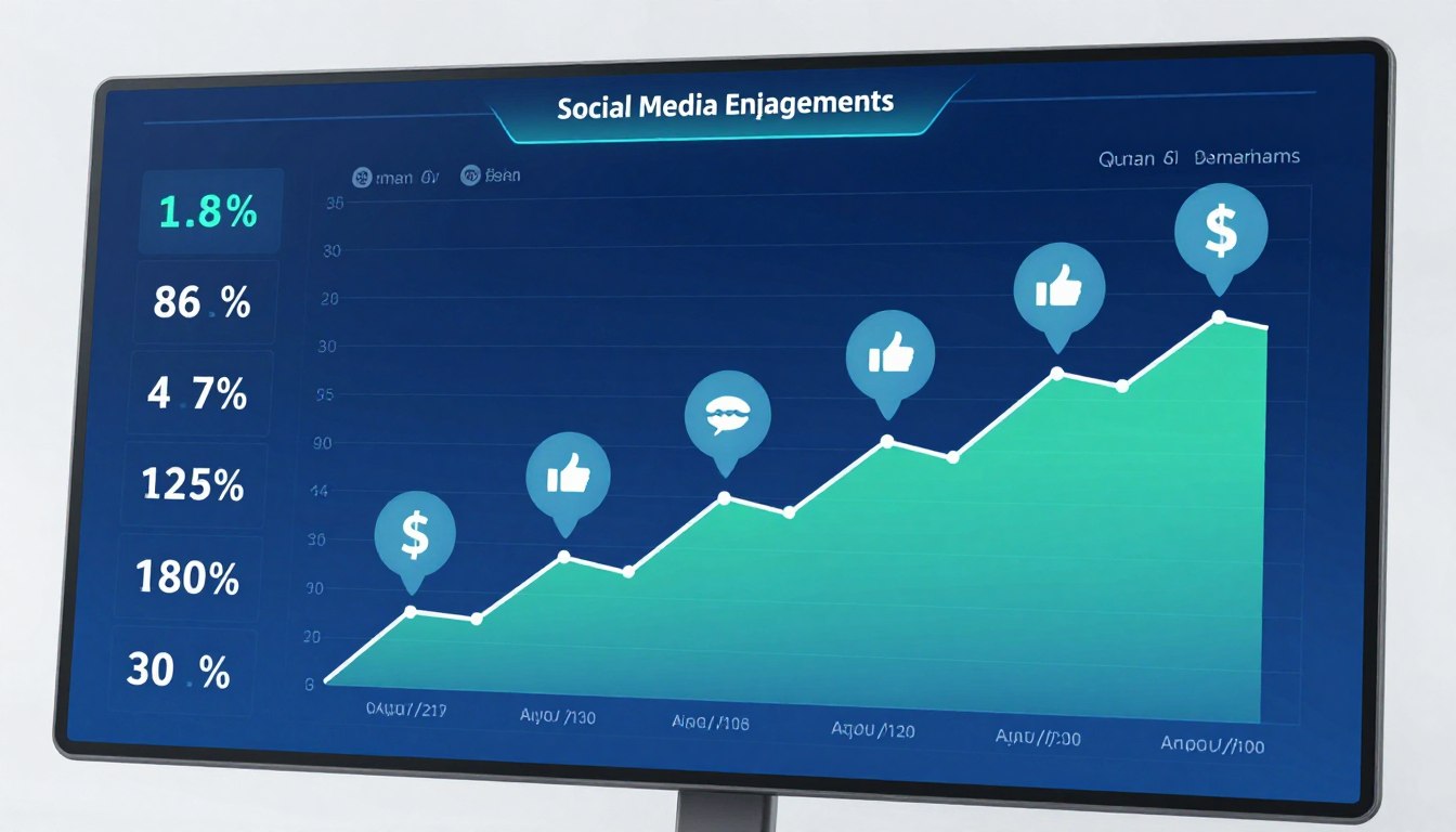 Social media engagement revenue dashboard showing conversion metrics and business outcomes