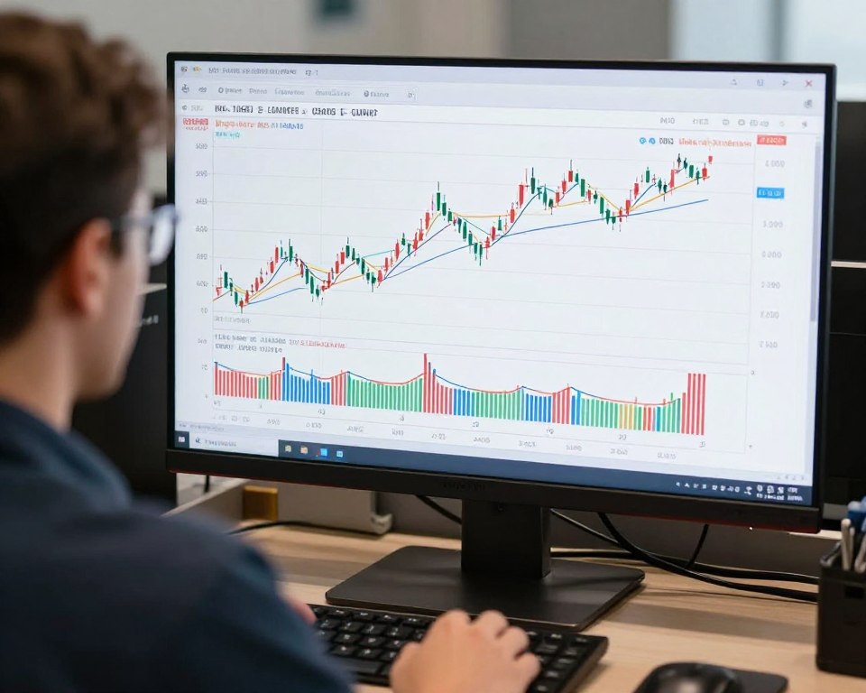 Swing trader analyzing weekly stock charts showing multi-day price patterns