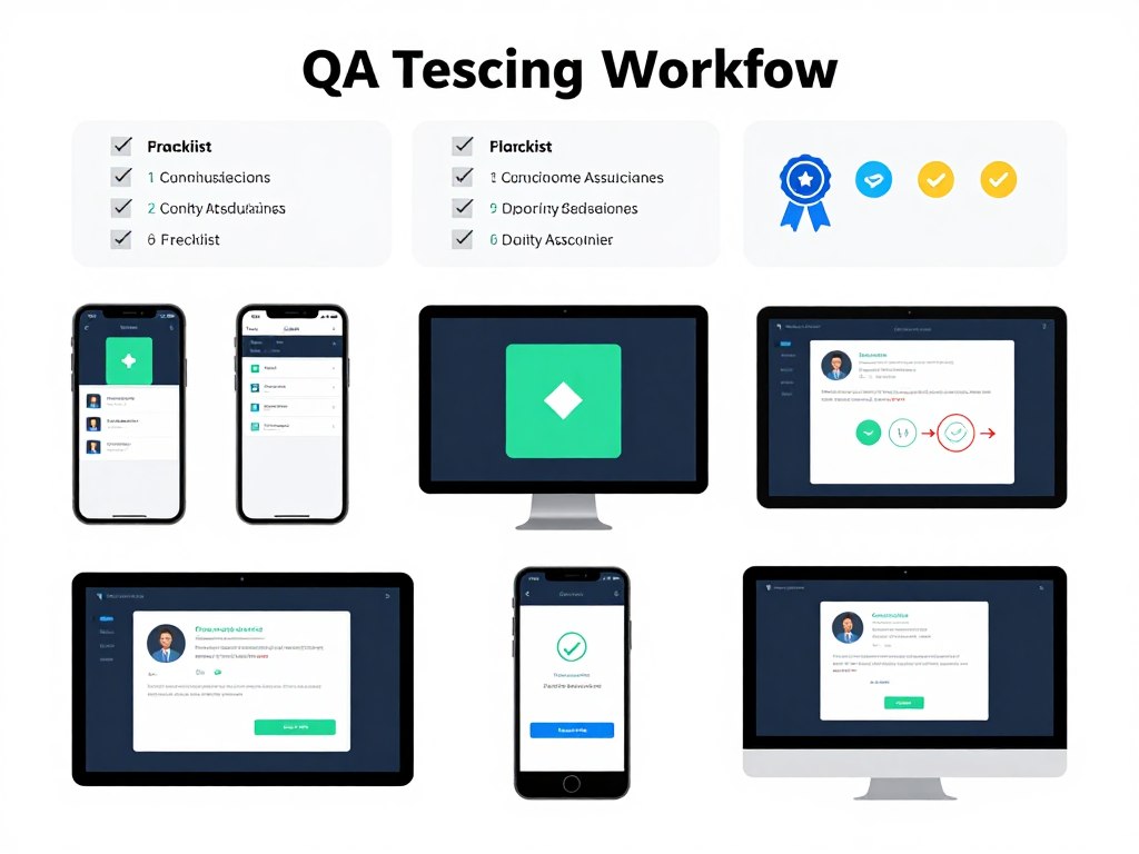 Testing checklist and quality assurance workflow diagram
