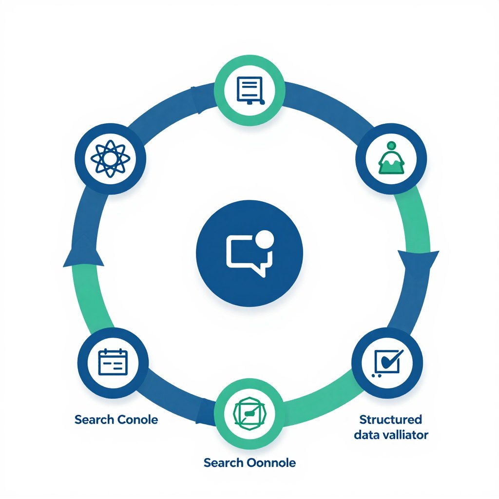 Testing workflow diagram showing multiple verification steps for React SEO