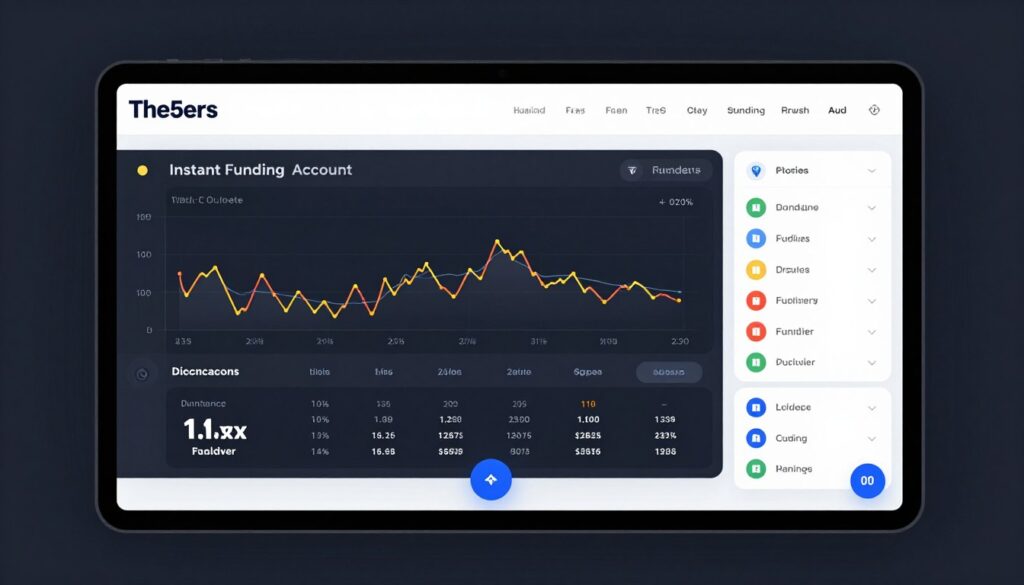 The5ers platform interface displaying instant funding account dashboard and trading tools