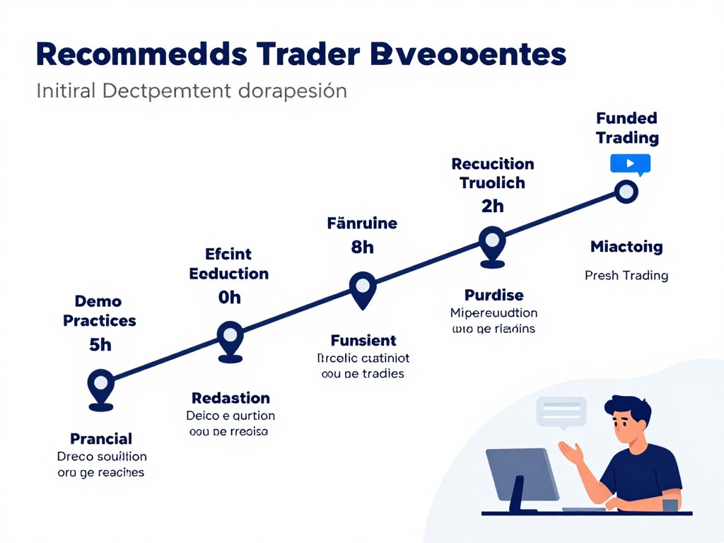 Timeline showing proper trader education progression from novice to funded trader