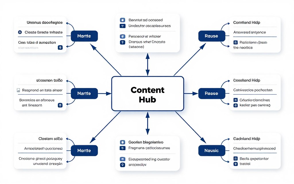 Topic cluster visualization showing pillar page connected to cluster content