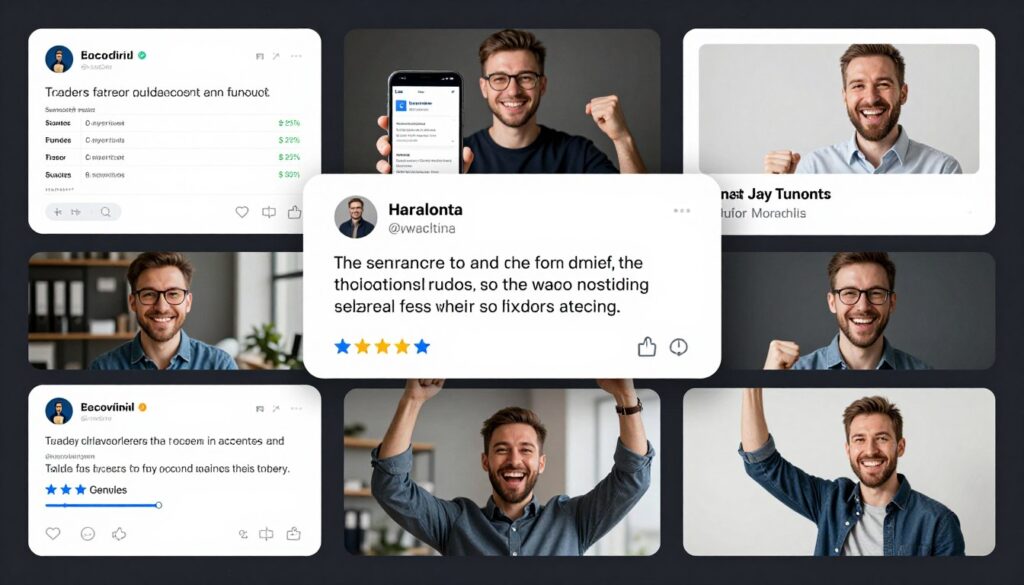 Trader success story collage showing positive PropFundHub experiences