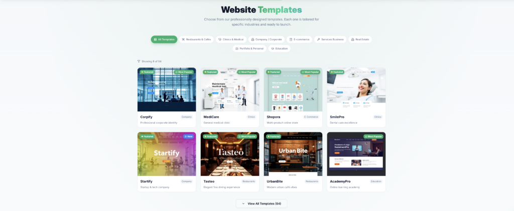 Types of Ready-Made Websites by AraHoster