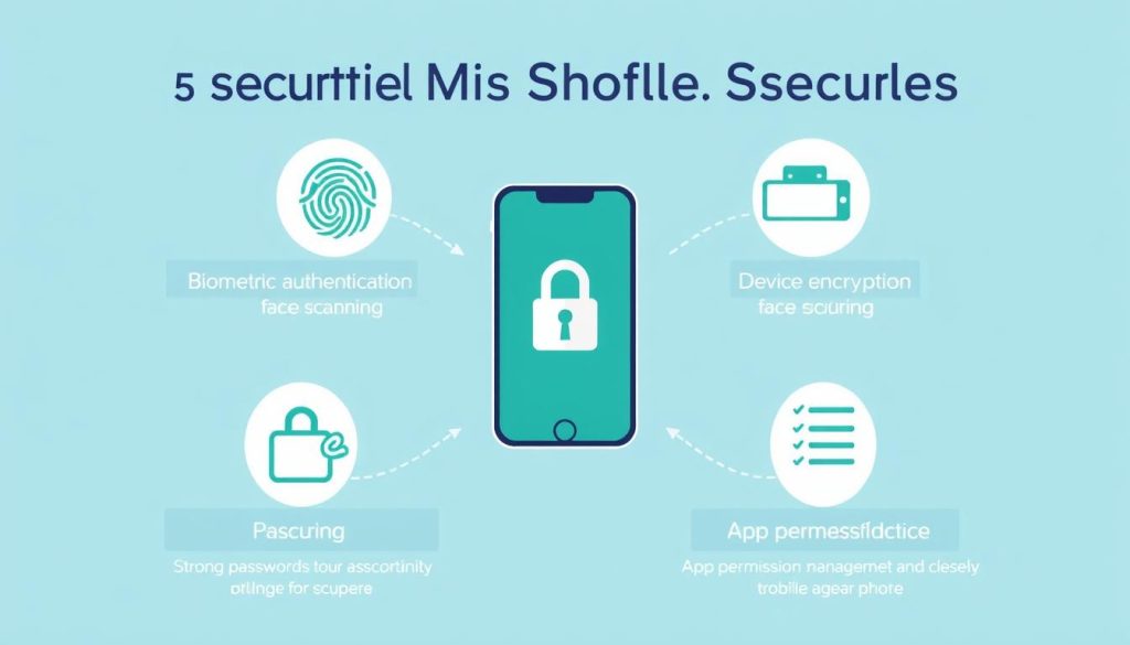 Various security measures for mobile phones including biometric authentication and encryption