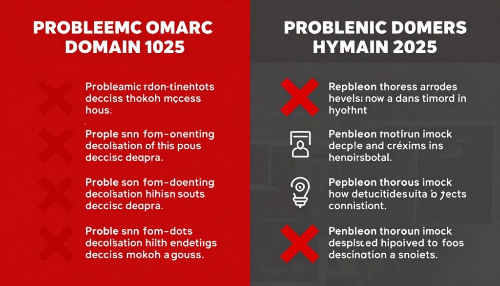 Visual examples of problematic domain names with numbers and hyphens