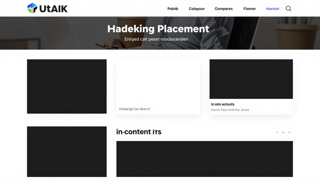 Website layout showing optimal ad placements for monetization