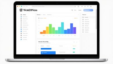WordPress dashboard interface showing content management system features