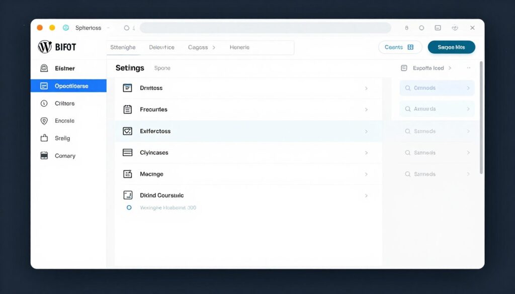 WordPress dashboard settings panel showing performance optimization options and configuration menu
