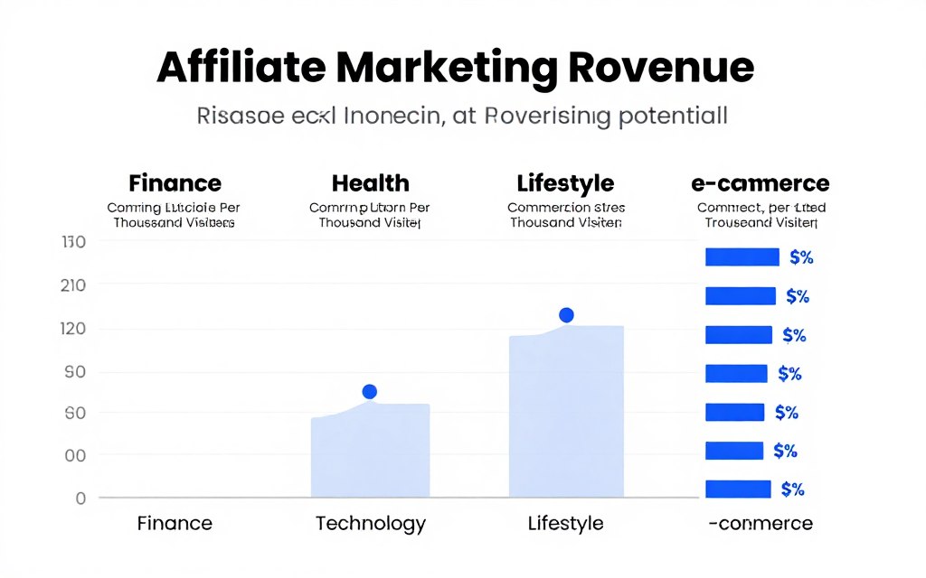 comparison chart showing affiliate marketing revenue by niche