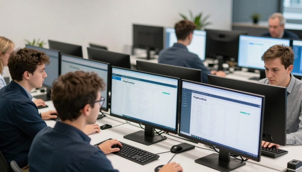 diverse group of traders using PropFundHub platform
