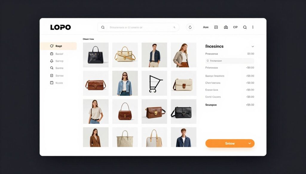 e-commerce website showing product listings and shopping cart