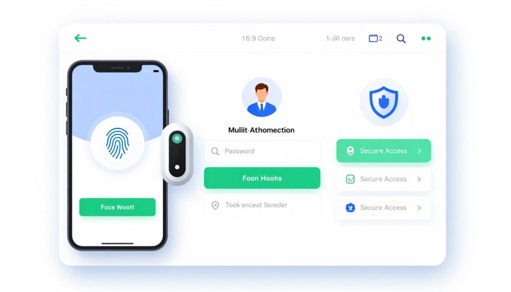 multi-factor authentication process showing password plus biometric verification