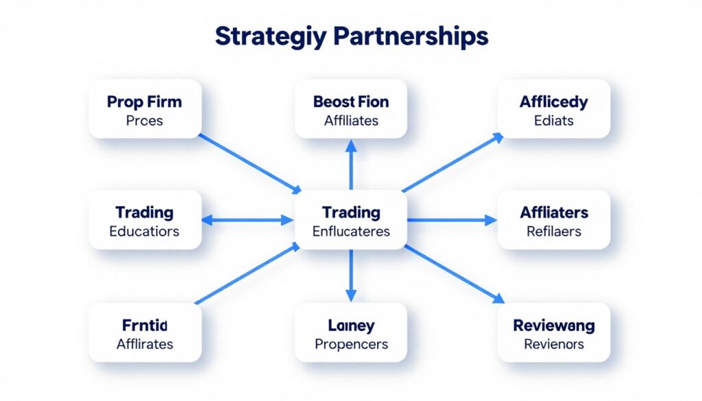 partnership network diagram showing prop firm affiliate relationships partnership network diagram showing prop firm affiliate relationships