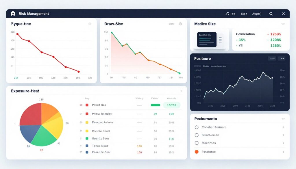 risk management dashboard showing drawdown meters and position analysis