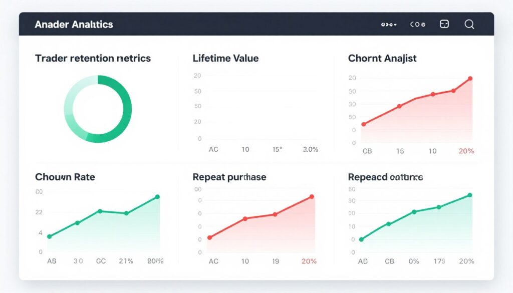 trader retention analytics dashboard showing lifetime value metrics trader retention analytics dashboard showing lifetime value metrics