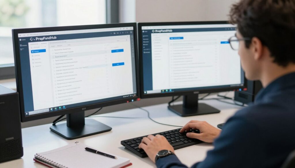 trader working through PropFundHub implementation checklist