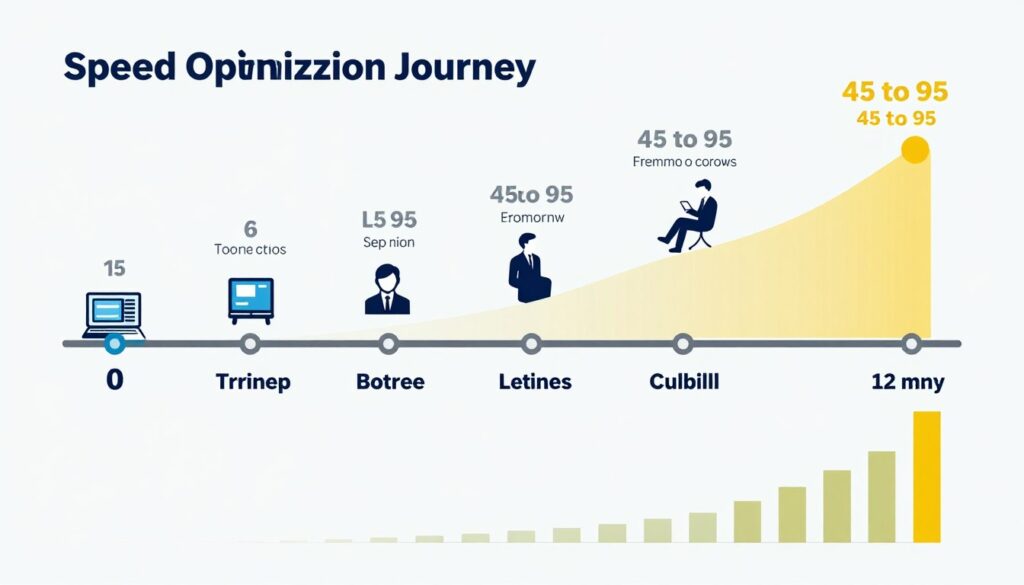 website speed optimization progress timeline showing improvement stages